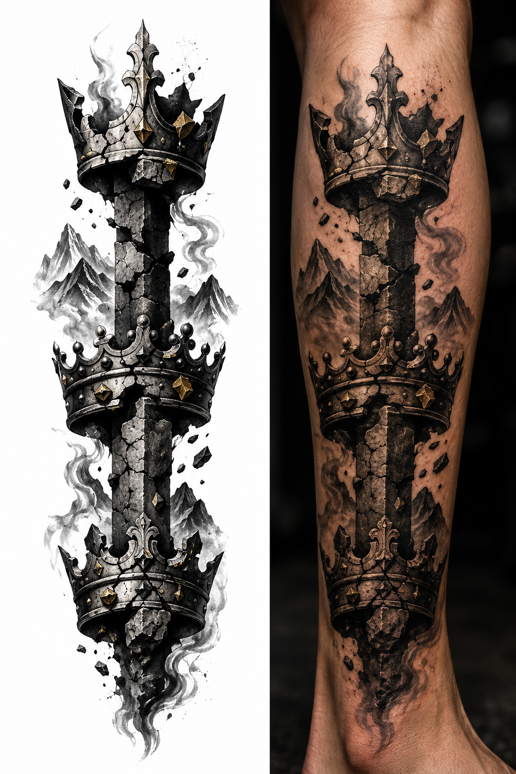LAND OF THREE CROWNS tattoo model preview
